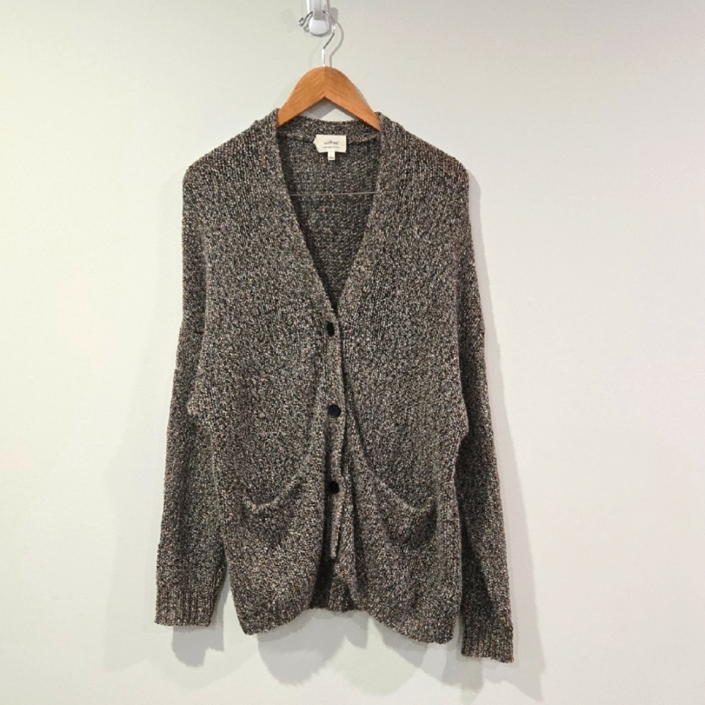 Wilfred Textured Knit Cardigan in Brown and Black